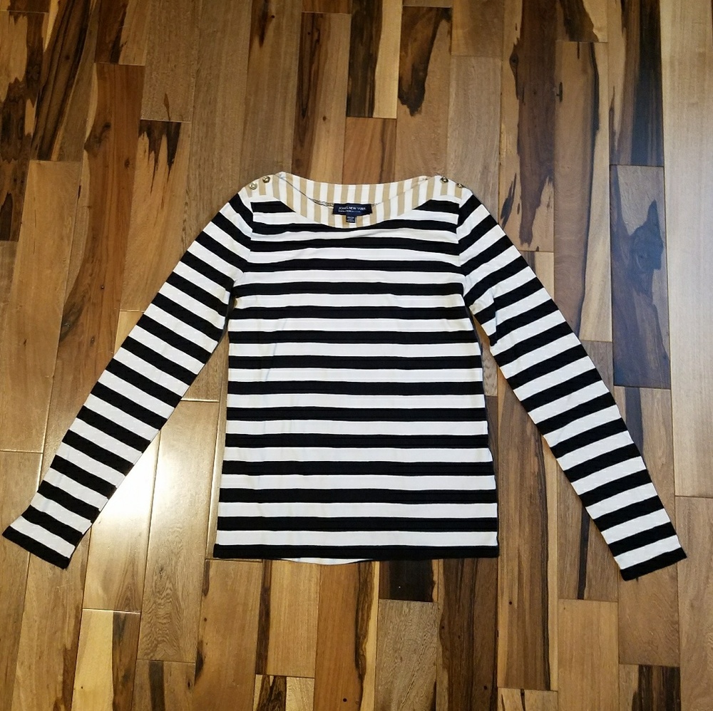 🌟Jones New York Navy / White Striped Top